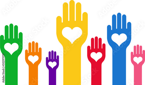 Vector: Hands with a heart in the middle of the palm Hands with a heart in the middle of the palm