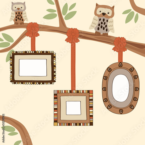 Vector: Three Empty Frames on Family Tree Three Empty Frames on Family Tree