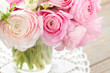 Bouquet of pink ranunculus in a vase