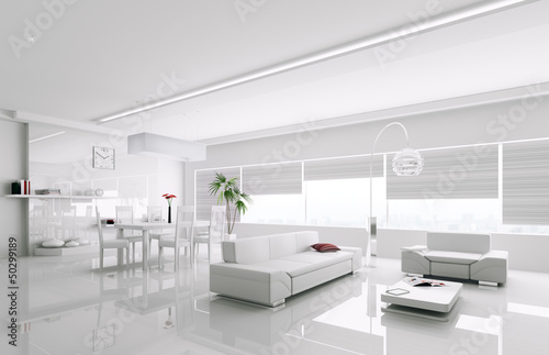 Illustration: Interior of modern white apartment 3d Interior of modern white apartment 3d