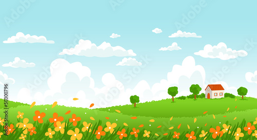 Vector: Sunny day seamless landscape Sunny day seamless landscape
