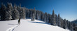 Hiker in winter mountains