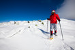 Hiker in winter mountains