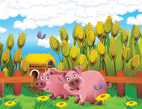 Illustration: The life on the farm - illustration for the children The life on the farm - illustration for the children