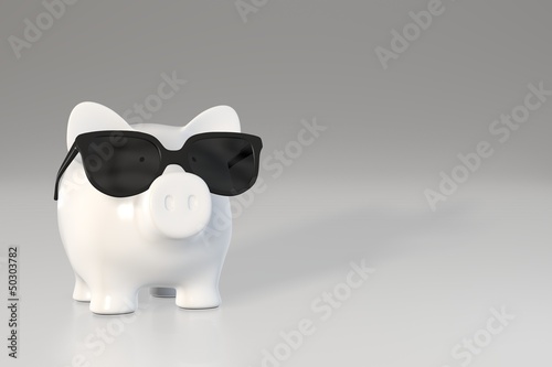 Illustration: Piggy bank - sunglasses Piggy bank - sunglasses