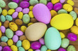 Multicoloured large and small Easter eggs.