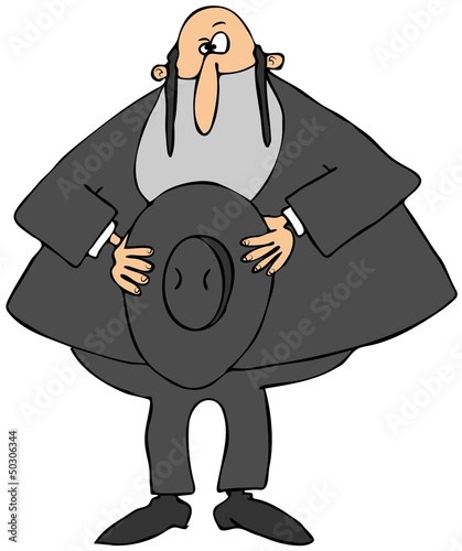 Illustration: Rabbi holding his hat Rabbi holding his hat