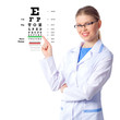 Optician, optometrist woman doctor, isolated on white
