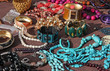 Jewelry necklaces and vintage bracelets for sale at flea market