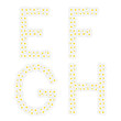 Letters EFGH composed from daisy flowers.