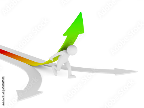 Illustration: man climb arrow. Isolated 3D image man climb arrow. Isolated 3D image