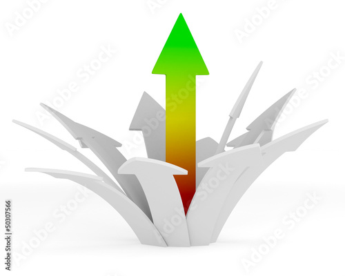 Illustration: Movement direction to success. Isolated 3D image Movement direction to success. Isolated 3D image