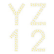 Letters YZ and 1,2 figures composed from daisy flowers.