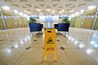 Hall at business center after floor cleaning