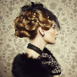 Retro portrait of  beautiful woman. Vintage style