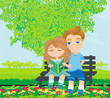 boy and girl reading book