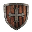 Old crusader wooden shield illustration isolated on white