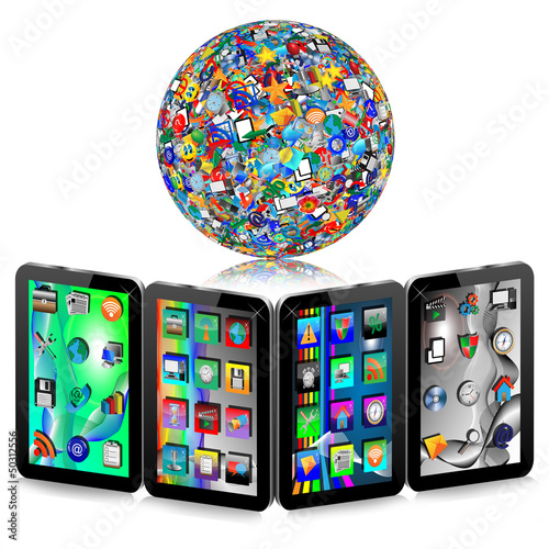 Illustration: TABLET PC with icons TABLET PC with icons