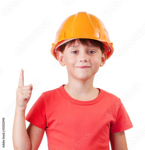 Photo: Girl in the construction helmet Girl in the construction helmet