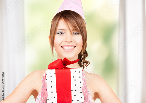 Photo: party girl with gift box party girl with gift box