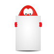 Red egg holding paper