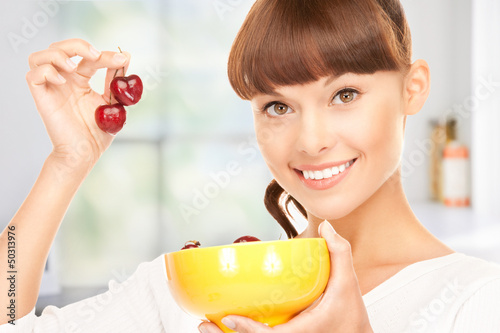 Photo: woman with cherries woman with cherries