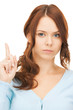 woman with finger up