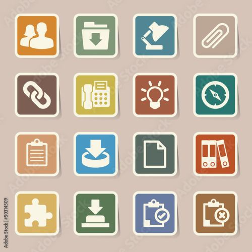 Vector: Office sticker icons set. Office sticker icons set.