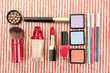 Decorative cosmetics on bright background