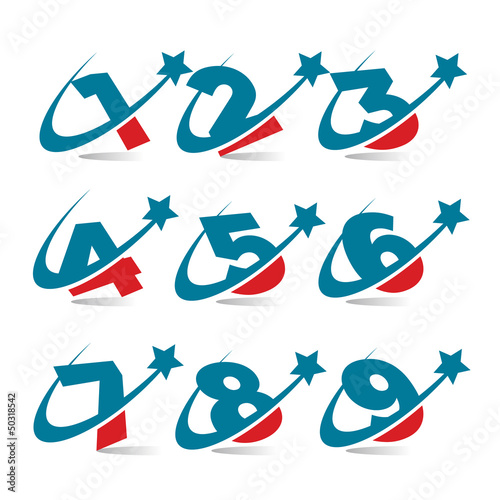 Vector: Swoosh Patriotic Numbers Swoosh Patriotic Numbers