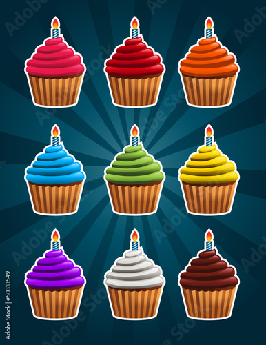 Vector: Vector Birthday Cupcakes Vector Birthday Cupcakes