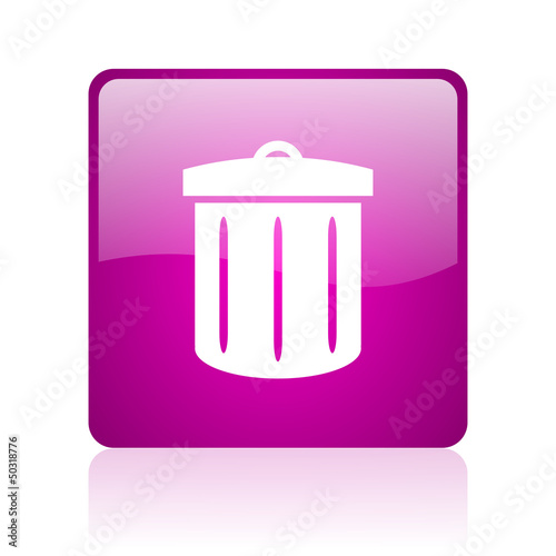 Illustration: recycle violet square web glossy icon recycle violet square web glossy icon
