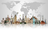 Travel the world monuments concept