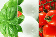 Italian food ingredients forming the italian flag