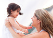 Mother and girl outdoors