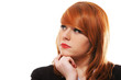 beautiful young businesswomna thinking, isolated