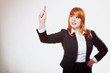 Photo: Businesswoman pressing button or something. Businesswoman pressing button or something.