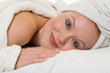 Beautiful danish caucasian woman relaxing in spa treatment
