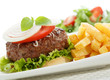 big burger wih fries isolated on white