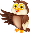 Owl cartoon waving