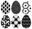 Monochrome set of Easter eggs with pattern