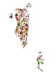 Portrait of a lot of people - map of bahrain