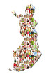 Portrait of a lot of people - map of finland