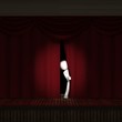 Red Curtain man over white