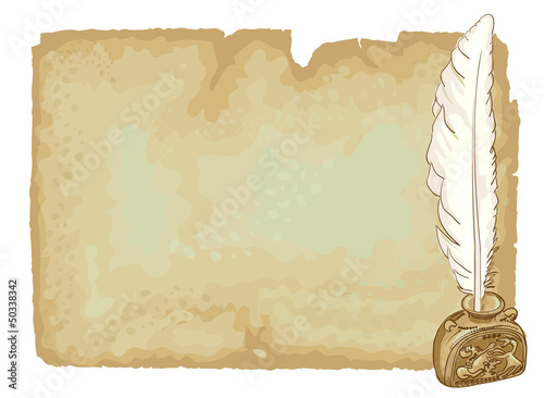 Vector: Vintage paper and pen. Vintage paper and pen.