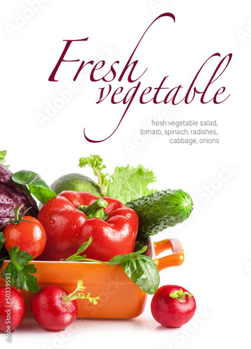 Photo: Fresh vegetables isolated on white background Fresh vegetables isolated on white background
