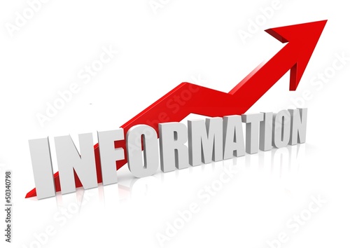 Illustration: Information with upward red arrow Information with upward red arrow