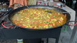 Healthy diet food vegetable stew huge pan outdoor street event