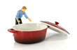 Photo: puppet looking in empty saucepan puppet looking in empty saucepan