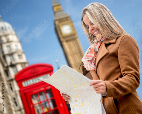 Photo: Woman traveling to London Woman traveling to London